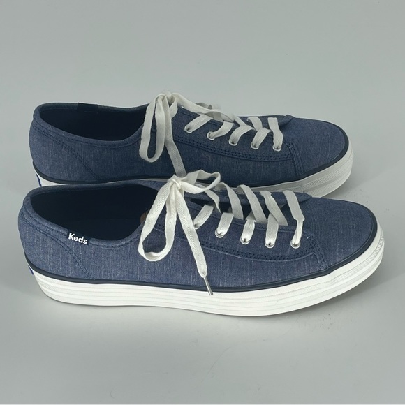 KEDS NEW TRIPLE KICK PLATFORM RECYCLED BLUE DENIM PLATFORM SNEAKER 10 WOMEN’S - Picture 3 of 8